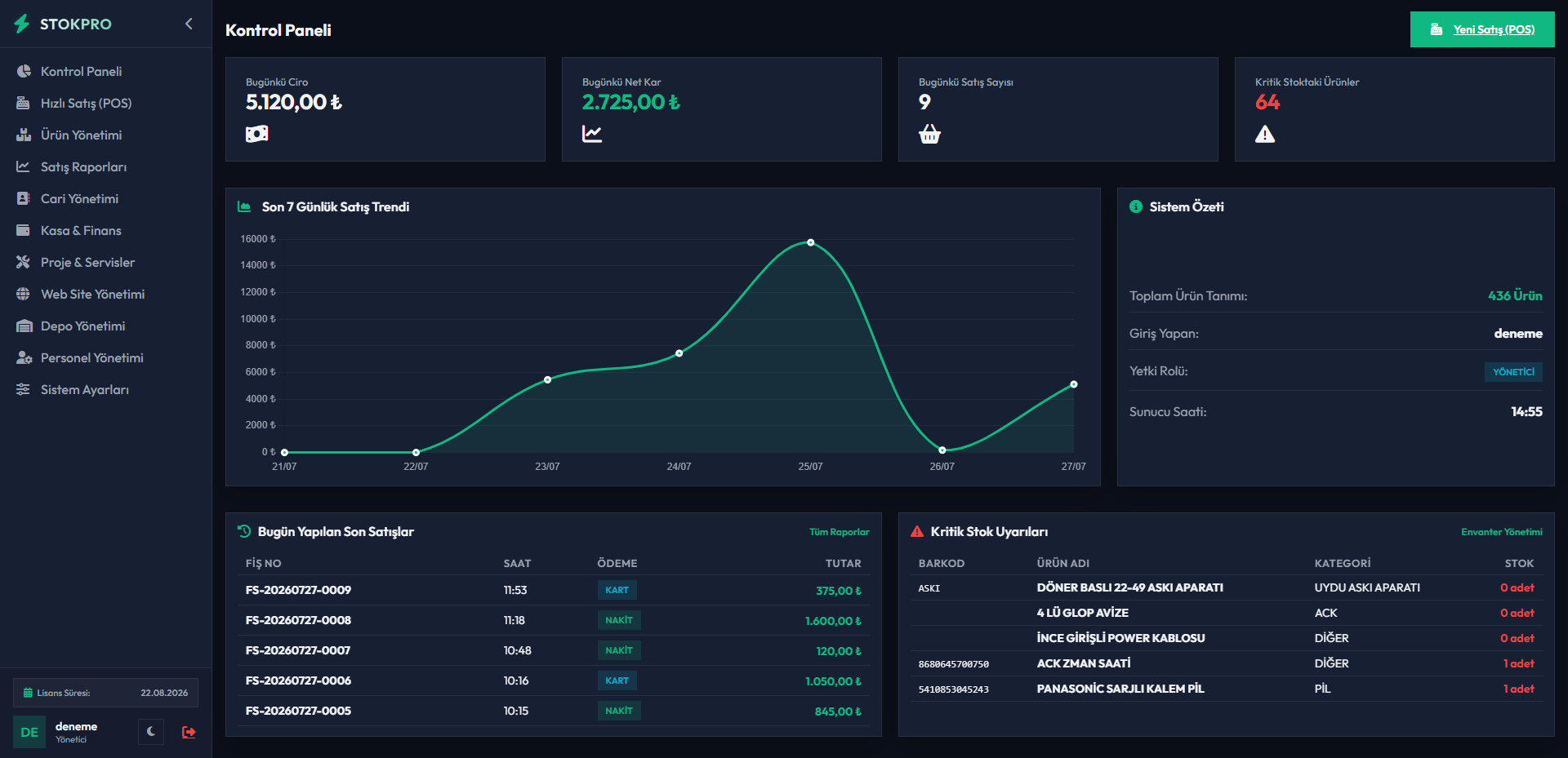 Perakende Stok Satış Sistemi